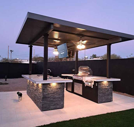 KoKoMo Big Island Sports Bar Outdoor Kitchen Grill – Dual 55” TVs + Built-In BBQ
