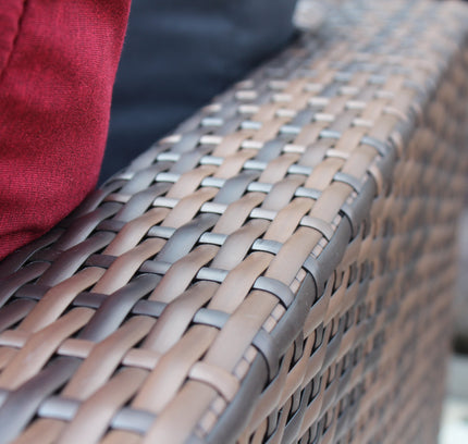 5 Pieces Outdoor Patio Garden Brown Wicker Sectional Conversation Sofa Set