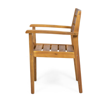 7-Piece Acacia Wood Outdoor Dining Set with 6 Chairs, Teak Finish