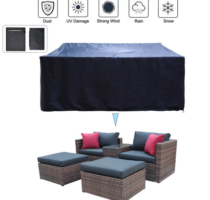 5 Pieces Outdoor Patio Garden Brown Wicker Sectional Conversation Sofa Set