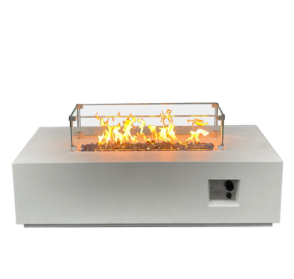 52 Inch Outdoor Concrete Propane gas rectangle Fire Pit table in Antique white color