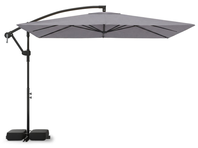 8x8 Square Ft Solar LED Offset Cantilever Patio Umbrella with 360¬∞ Rotation