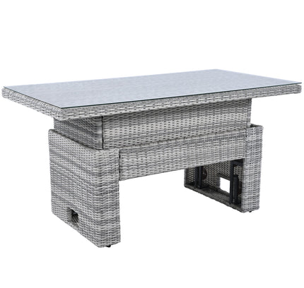 Outdoor Rattan Patio Furniture Set with Adjustable Recliners, Ottomans & Tables
