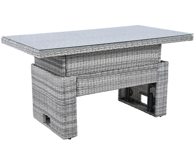 Outdoor Rattan Patio Furniture Set with Adjustable Recliners, Ottomans & Tables