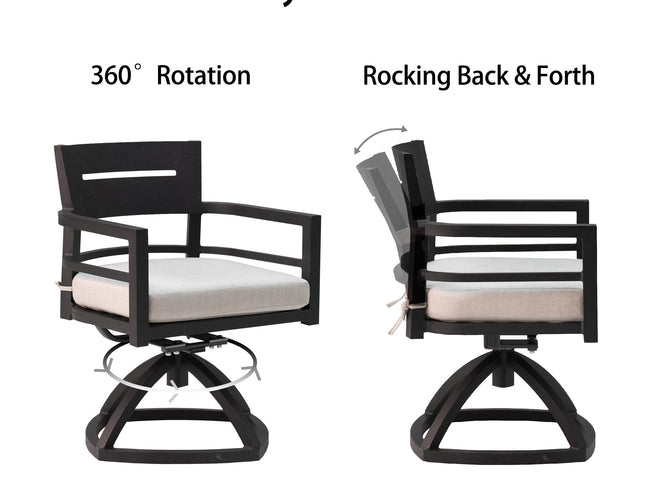 Outdoor Modern Dining Set, Chairs Sunbrella Cushioned And Dining Table With Umbrella Hole