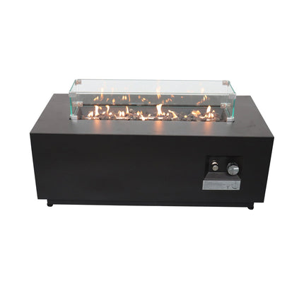 Modern Steel Outdoor Fire Pit Table with Lid, Black