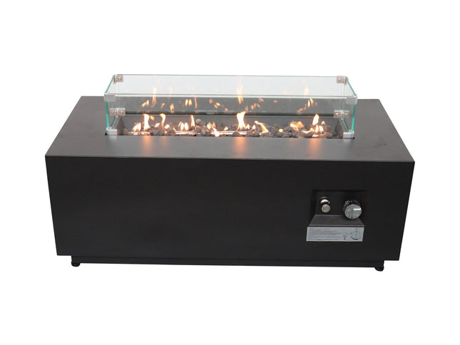 Modern Steel Outdoor Fire Pit Table with Lid, Black