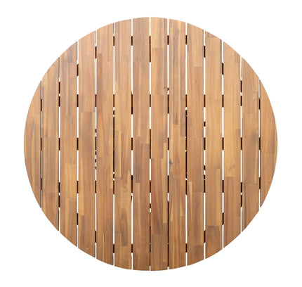 5-Piece Acacia Wood Outdoor Dining Set with Braided Chairs & Round Table — Grey