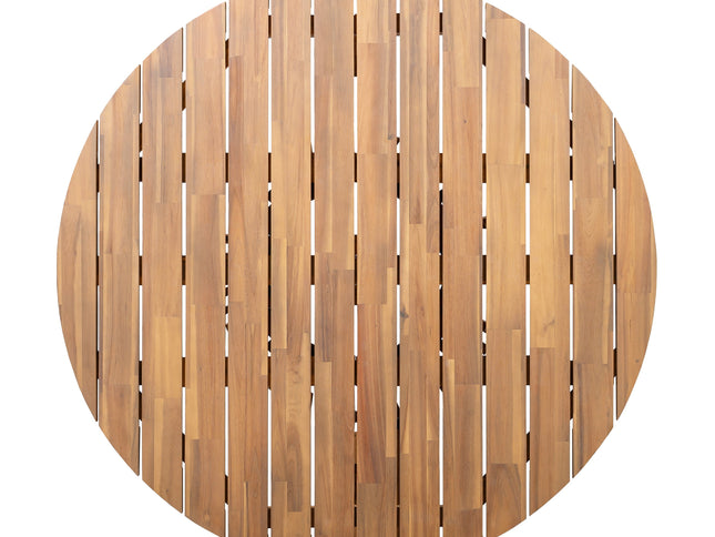 5-Piece Acacia Wood Outdoor Dining Set with Braided Chairs & Round Table — Grey