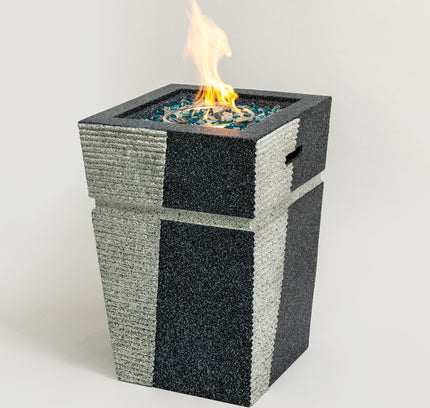 20" Square Concrete Propane Fire Pit Table, 50,000 BTU