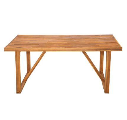 7-Piece Acacia Wood Outdoor Dining Set with 6 Chairs, Teak Finish