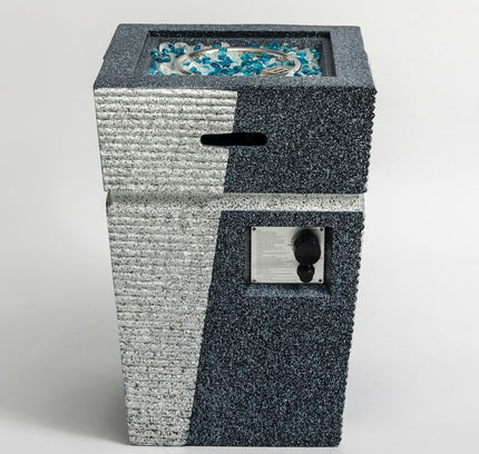 20" Square Concrete Propane Fire Pit Table, 50,000 BTU