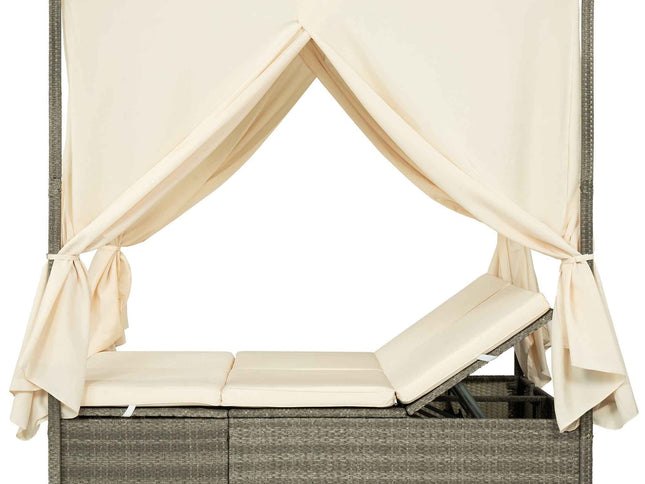 Adjustable Outdoor Sun Lounger with Privacy Curtain, High Comfort