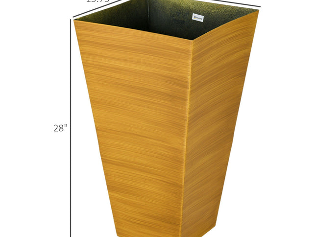 Outsunny - Outdoor Planters (Set of 3) Large Taper Planters With Drainage Holes And Plug, Faux Wood Plastic Flower Pots For Outdoor, Indoor, Garden, Patio