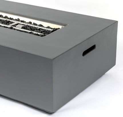 Volon Modern Rectangular Fire Pit Table in Light Gray