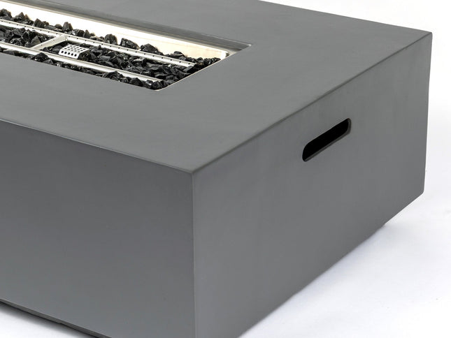 Volon Modern Rectangular Fire Pit Table in Light Gray