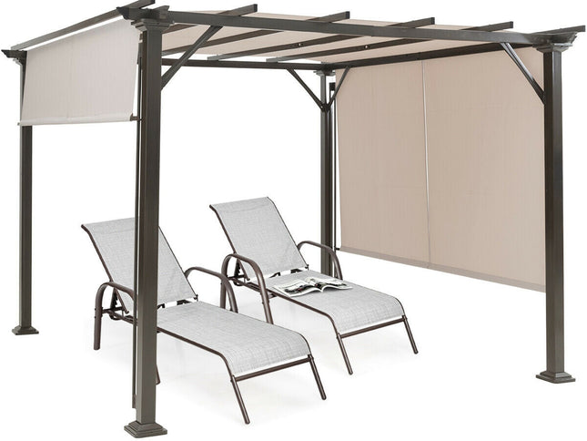 10 x 10 Feet Metal Frame Pergola - Beige