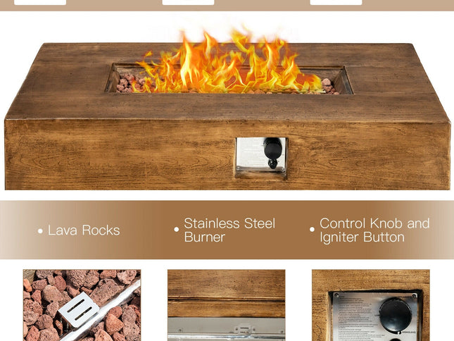 48"x27" Gas Fire Pit Table with Lava Rocks & Cover, 50,000 BTU