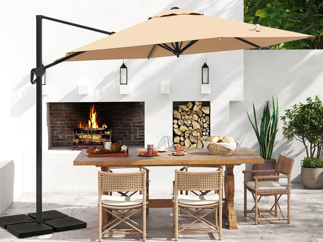 9 Ft Cantilever Patio Umbrella with Vented Top and Sun Protective Canopy