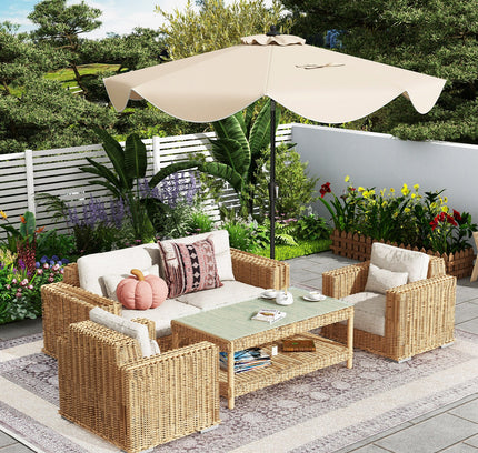 9 Ft Patio Umbrella with Crank Handle and Push Button Tilt