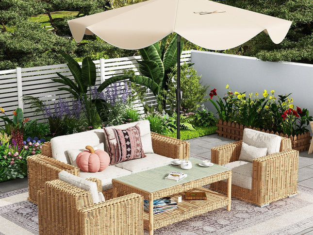 9 Ft Patio Umbrella with Crank Handle and Push Button Tilt
