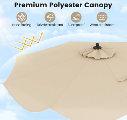 9 FT Patio Umbrella with Crank Handle and Push Button Tilt