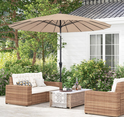 9 Ft Round Patio Umbrella with 18 Fiberglass Ribs