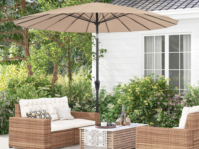 9 Ft Round Patio Umbrella with 18 Fiberglass Ribs