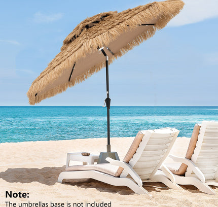 9 Ft Solar Powered Thatched Tiki Patio Umbrella with Led Lights.