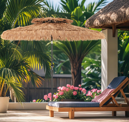 9 Ft Thatched Tiki Umbrella with 8 Ribs