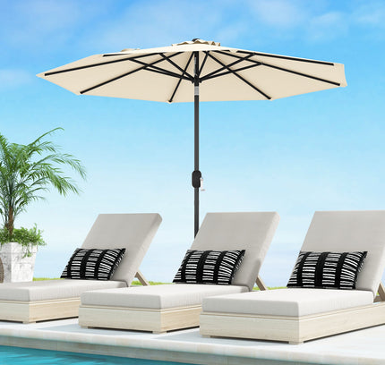 9 Ft Outdoor Market Patio Table Umbrella Push Button Tilt Crank Lift-gray
