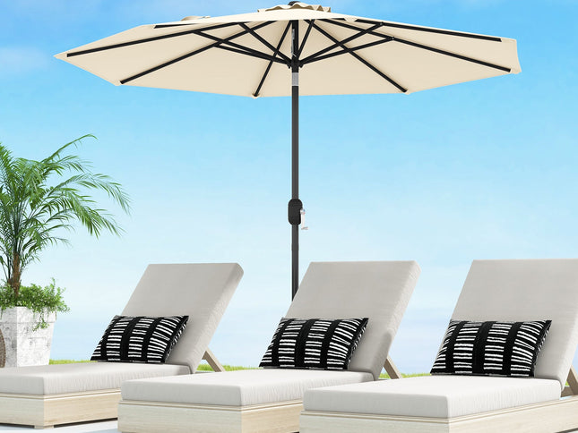 9 Ft Outdoor Market Patio Table Umbrella Push Button Tilt Crank Lift-gray