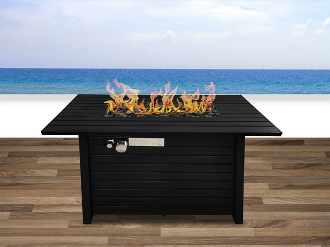 Outdoor Fire Pit Table With Lid, - Black