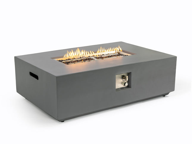Volon Modern Rectangular Fire Pit Table in Light Gray