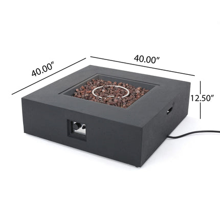 Outdoor 50,000 BTU Propane Fire Pit with Tank Holder, Dark Grey Concrete Finish