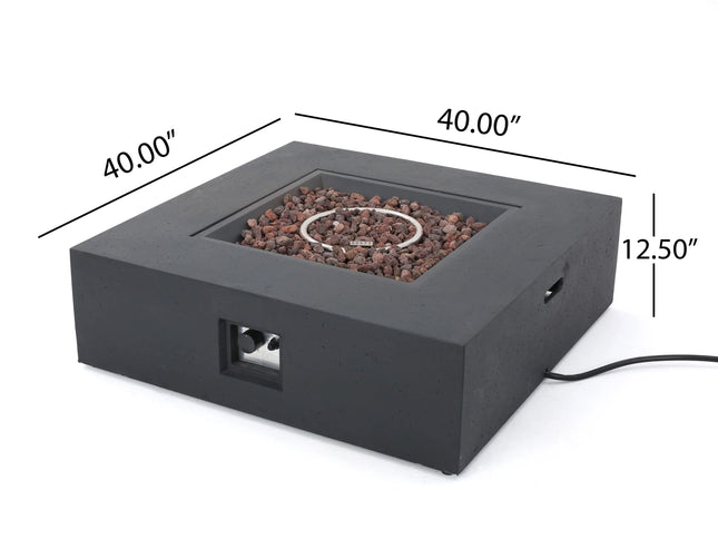 Outdoor 50,000 BTU Propane Fire Pit with Tank Holder, Dark Grey Concrete Finish