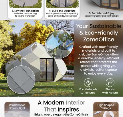 Patio Elegance Zomes Office — 170 Sq Ft Outdoor Office Pod