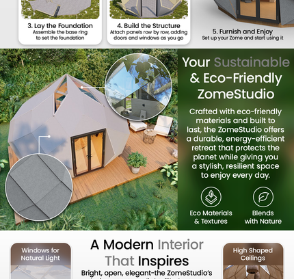 Patio Elegance Zomes Pod – 120 sq ft Eco-Friendly Outdoor Office Pod