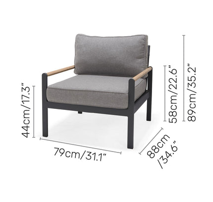 Amber Sofa Teak and Aluminum Chair