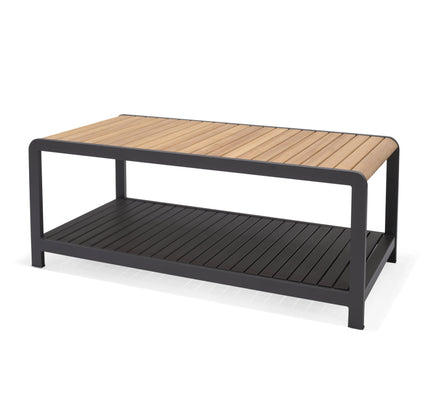Amber Teak and Aluminum Rectangular Coffee Table