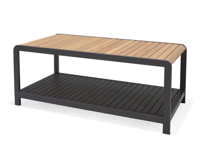 Amber Teak and Aluminum Rectangular Coffee Table