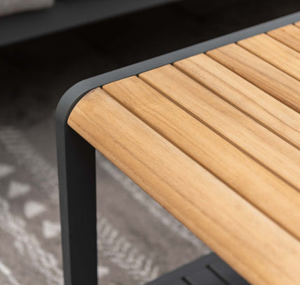 Amber Teak and Aluminum Rectangular Coffee Table