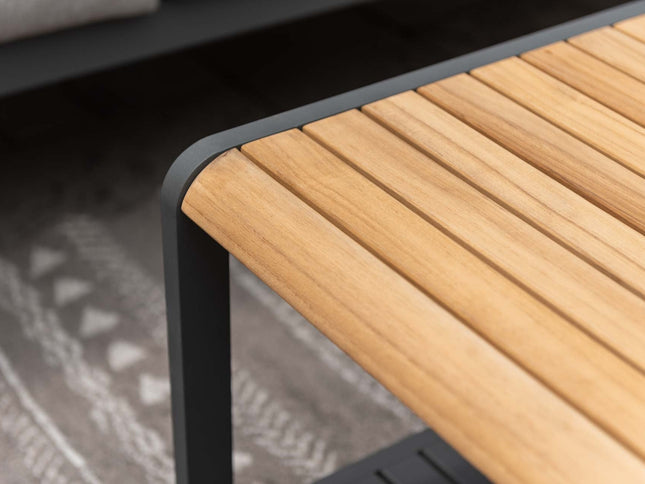 Amber Teak and Aluminum Rectangular Coffee Table