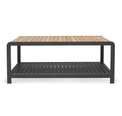 Amber Teak and Aluminum Rectangular Coffee Table