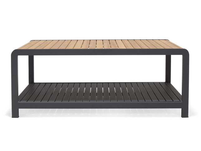 Amber Teak and Aluminum Rectangular Coffee Table