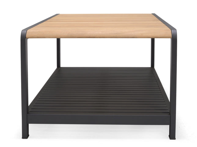 Amber Teak and Aluminum Rectangular Coffee Table