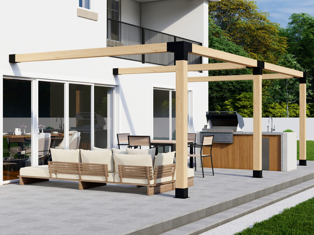 DIY Pergola Bracket Kit for an Attached Pergola Frame - Any Size Up to 24' x 12'