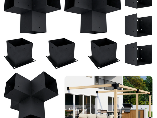 DIY Pergola Bracket Kit for an Attached Pergola Frame - Any Size Up to 24' x 12'