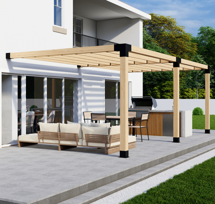 DIY Pergola Bracket Kit for an Attached Pergola With Slatted Roof - Any Size Up to 24' x 12'