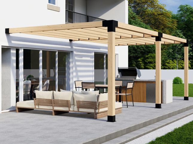 DIY Pergola Bracket Kit for an Attached Pergola With Slatted Roof - Any Size Up to 24' x 12'